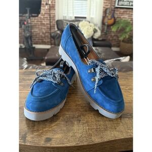 Vionic Teagan Blue Nubuck Leather Lace-Up Oxfords Size 8.5